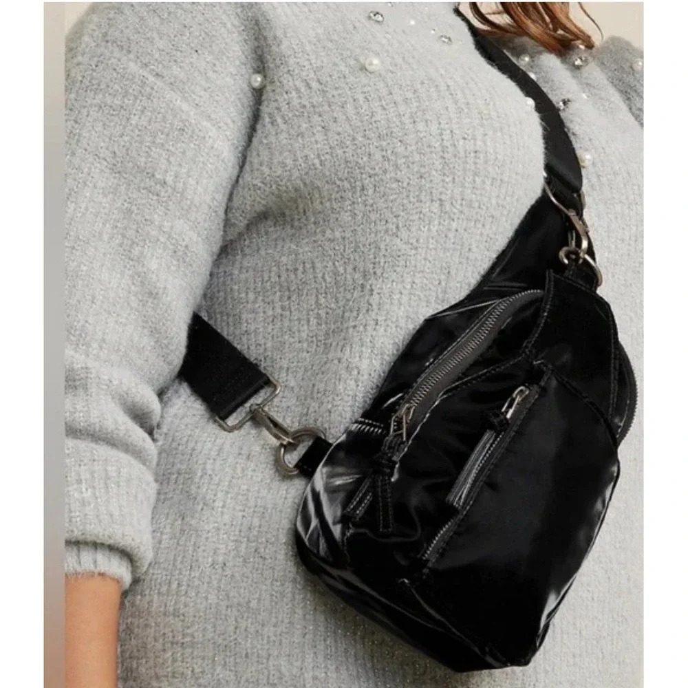 Maurices Black Sling Bag Nylon Crossbody Backpack Travel Chest Pack Adjustable